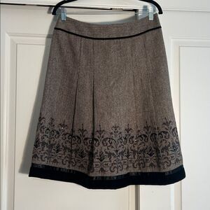 Loft Wool Blend Herringbone Full Skirt Velvet & Sequin Trim size 6